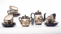 Lot 288 - JAPANESE SATSUMA TEA SERVICE with six cups,...