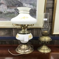 Lot 347 - TWO BRASS OIL LAMPS