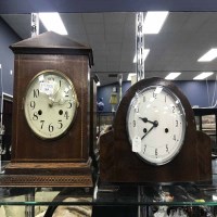 Lot 363 - EDWARDIAN INLAID MANTEL CLOCK and another...