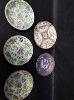 Lot 381 - CHINESE FAMILLE ROSE PLATE along with three...