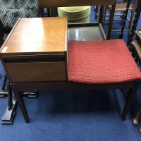 Lot 405 - RETRO TELEPHONE TABLE AND AN OAK TEA TROLLEY