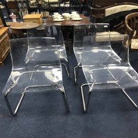 Lot 410 - SET OF FOUR CONTEMPORARY CLEAR PLASTIC CHAIRS