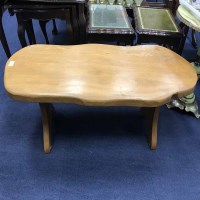 Lot 412 - MODERN COFFEE TABLE AND TWO STOOLS