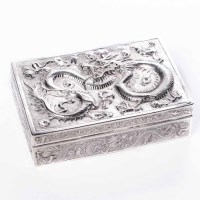 Lot 300 - CHINESE SILVER CIGARETTE BOX maker Luen Wo,...