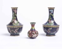 Lot 319 - PAIR OF CHINESE CLOISONNE VASES with floral...