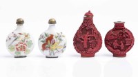 Lot 324 - PAIR OF CHINESE CERAMIC SNUFF BOTTLES with...