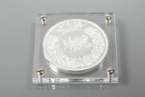 Lot 1548 - LARGE SILVER MEDALLION MODELLED AS THE...