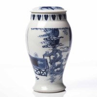 Lot 326 - CHINESE BLUE AND WHITE BALUSTER VASE AND COVER...