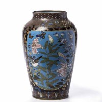 Lot 329 - JAPANESE CLOISONNE VASE with floral and bird...