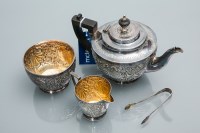 Lot 275 - LATE VICTORIAN SILVER THREE PIECE TEA SERVICE...