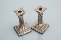 Lot 284 - PAIR OF EDWARDIAN SILVER DWARF CANDLESTICKS...