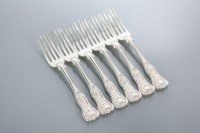 Lot 322 - SIX GEORGE IV SILVER KING'S PATTERN DESSERT...