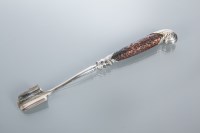 Lot 325 - VICTORIAN SILVER PLATED STILTON CHEESE SCOOP...