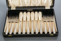 Lot 327 - SET OF SIX SILVER FISH KNIVES AND FORKS maker...