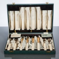 Lot 331 - SILVER AND IVORY HANDLED FISH SERVICE maker...