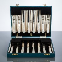 Lot 332 - SILVER AND MOTHER OF PEARL HANDLED DESSERT...