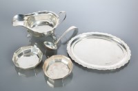 Lot 334 - SILVER SAUCE BOAT AND SAUCE LADLE maker Viners...