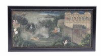 Lot 338 - INDIAN PAINTING depicting a tiger hunt, likely...