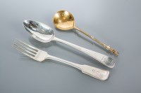 Lot 346 - GEORGE III SILVER OLD ENGLISH PATTERN TABLE...