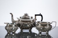 Lot 357 - LATE VICTORIAN SILVER THREE PIECE TEA SERVICE...