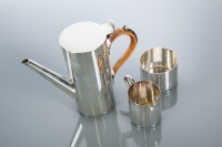 Lot 359 - MODERNIST SILVER PLATED THREE PIECE COFFEE...