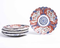 Lot 340 - FOUR JAPANESE IMARI PLATES 22cm diameter;...