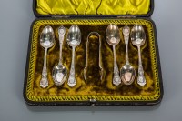 Lot 360 - LATE VICTORIAN SET OF SIX SILVER TEA SPOONS...