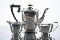 Lot 364 - SILVER THREE PIECE COFFEE SERVICE maker Parkin...