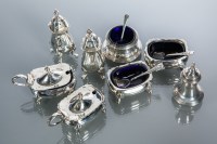 Lot 370 - GEORGE V SILVER CRUET SET maker Adie Brothers...