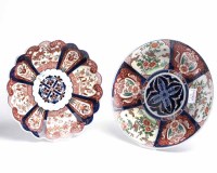 Lot 342 - TWO LARGE JAPANESE IMARI CHARGERS the larger...