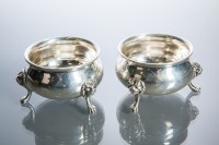 Lot 381 - PAIR OF SILVER TABLE SALTS maker Walker & Hall,...