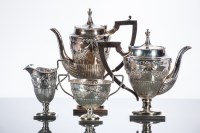 Lot 383 - LATE VICTORIAN SILVER FOUR PIECE TEA SERVICE...