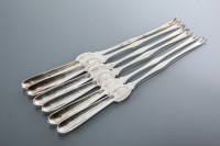 Lot 385 - SET OF SIX EDWARDIAN SILVER LOBSTER PICKS...