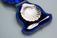 Lot 393 - LATE VICTORIAN SILVER BUTTER DISH AND KNIFE...