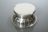 Lot 394 - GEORGE V SILVER DESK INK WELL maker John...