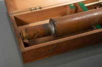 Lot 725 - VICTORIAN BRASS TELESCOPE IN A FITTED WOOD BOX...