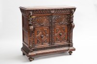 Lot 729 - JACOBETHAN STYLE SIDE CABINET 106cm high,...