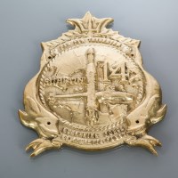 Lot 744 - THREE 20TH CENTURY BRASS NAVAL PLAQUES each...