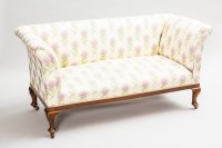 Lot 746 - EDWARDIAN MAHOGANY SOFA with high back and...