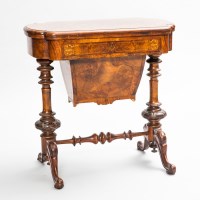Lot 759 - VICTORIAN BURR WALNUT INLAID LADY'S TABLE with...