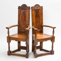Lot 761 - PAIR OF 19TH CENTURY OAK CAQUETOIRE CHAIRS of...
