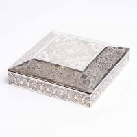 Lot 349 - EASTERN SILVER CIGAR BOX the stepped lid with...