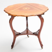 Lot 790 - LATE VICTORIAN MAHOGANY AND FLORAL MARQUETRY...