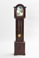 Lot 791 - GRANDMOTHER CLOCK with an arched brass and...