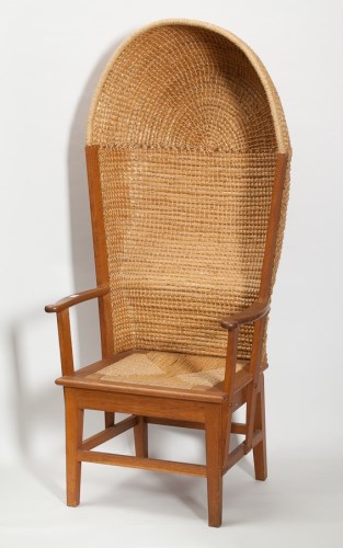 Lot 800 - 20TH CENTURY OAK ORKNEY CHAIR with woven straw...