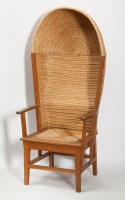 Lot 800 - 20TH CENTURY OAK ORKNEY CHAIR with woven straw...