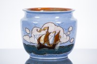 Lot 500 - ROYAL DOULTON STONEWARE PLANTER decorated...