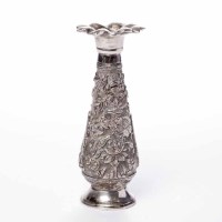 Lot 359 - MIDDLE EASTERN WHITE METAL FLUTED VASE body...