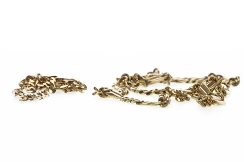 Lot 55 - TWO NINE CARAT GOLD CHAIN NECKLACES both...
