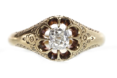 Lot 56 - VICTORIAN DIAMOND SINGLE STONE RING set with a...